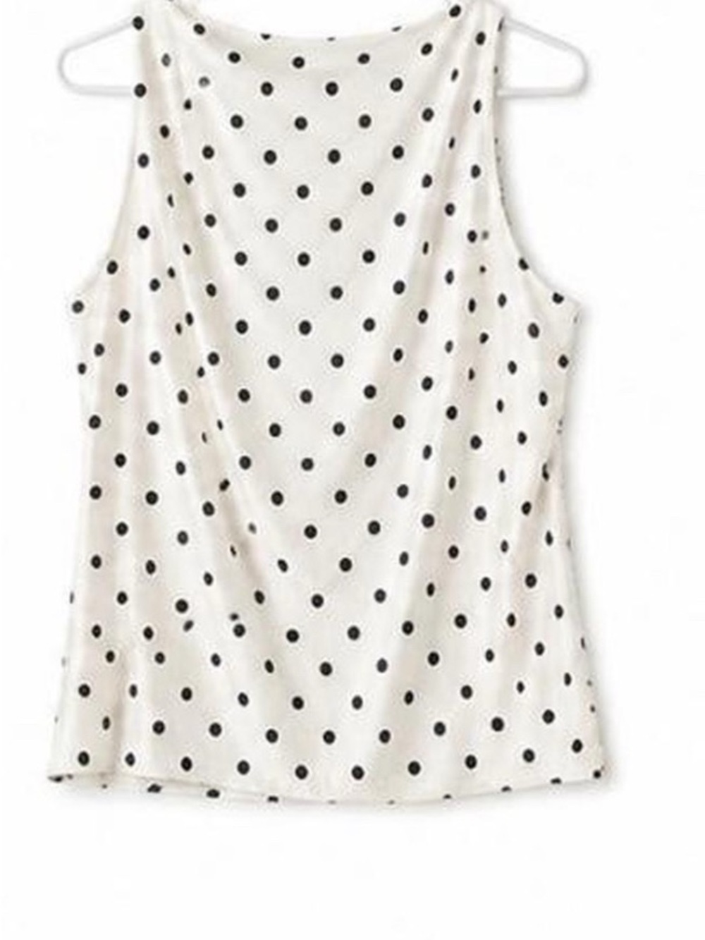 Zara White Sleeveless Polka Dot Tank Top